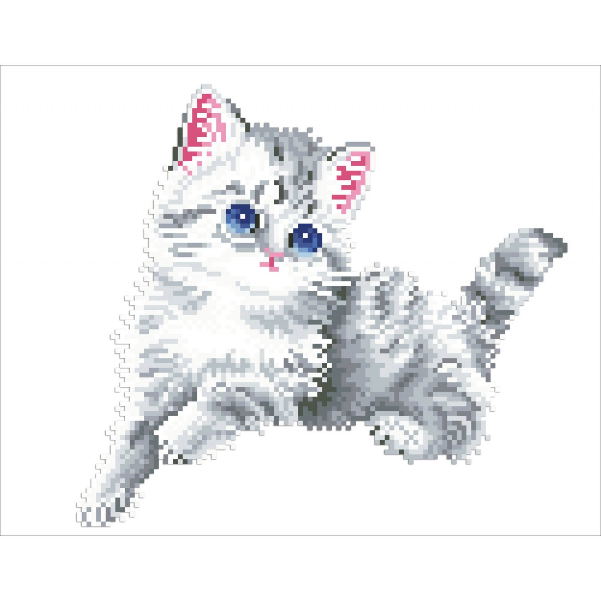 Diamond Dotz® Intermediate Kitten in the Snow with Frame Diamond Painting Kit